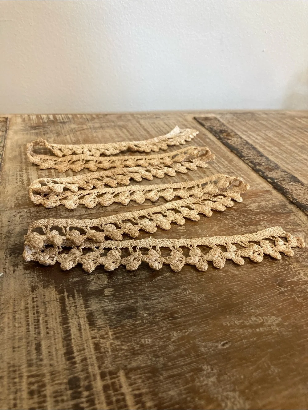 Vintage Crochet Trim Lace - Beige & Brown 39”